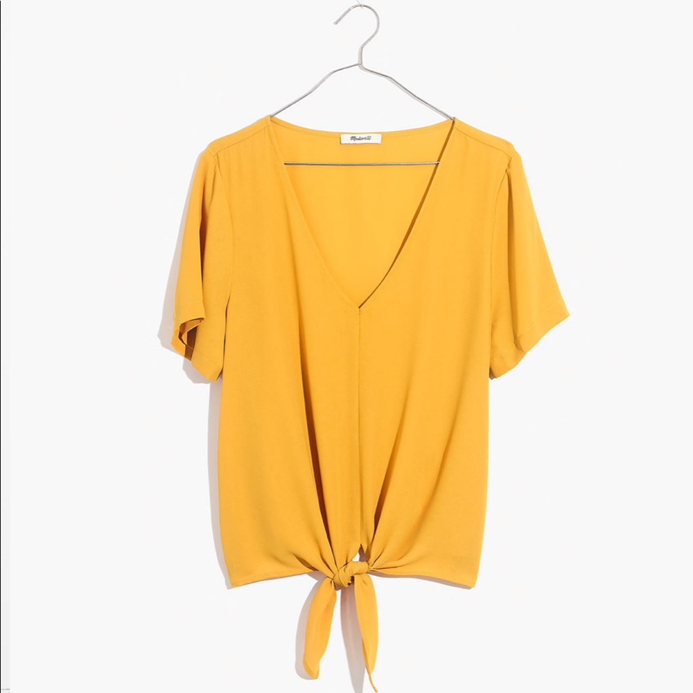 Madewell Novel Tie-Front Top / MEDIUM / TUNGSTEN